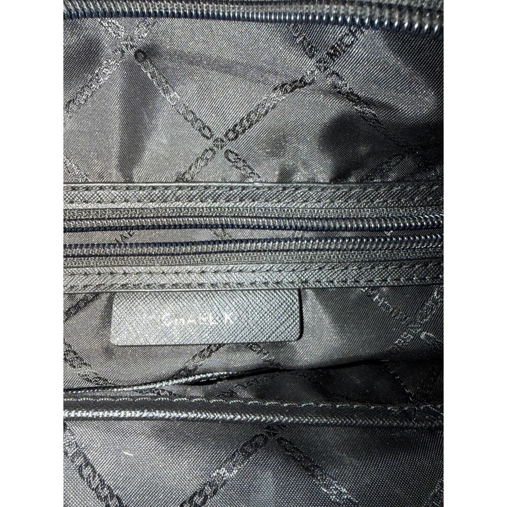 Michael Kors Authentic Signature Large Tote Handbag Leather Shoulder Bag- Black - Picture 5 of 8